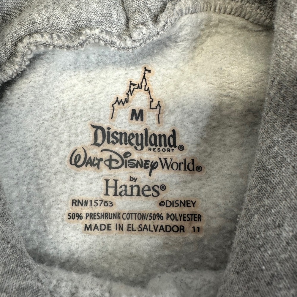 Walt Disney World Mickey Mouse Gray Pullover Hoodie Sweatshirt M Double Sided - Picture 2 of 11